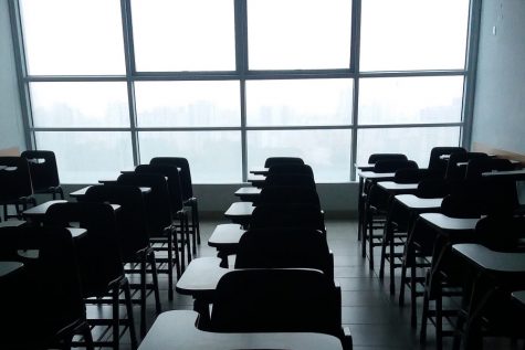 Classrooms are empty as students complete their final quarter of school from home. Photo Credit: Harvard Gazette