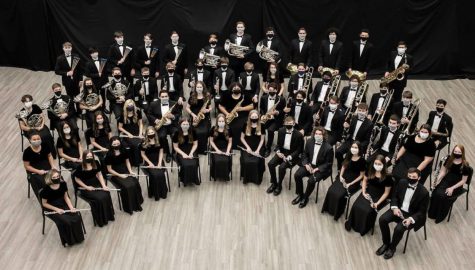 Wind Ensemble poses together for their annual formal group picture. 