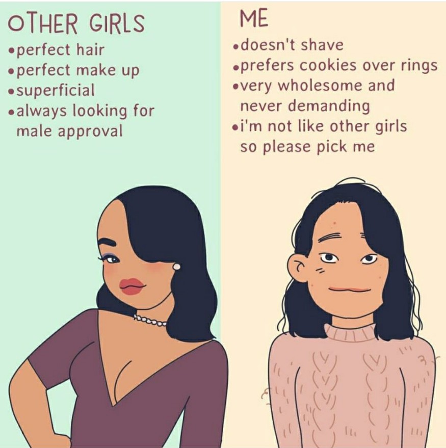 @yudoridori highlights the flaws with an 'I'm not like other girls' mentality in her graphic