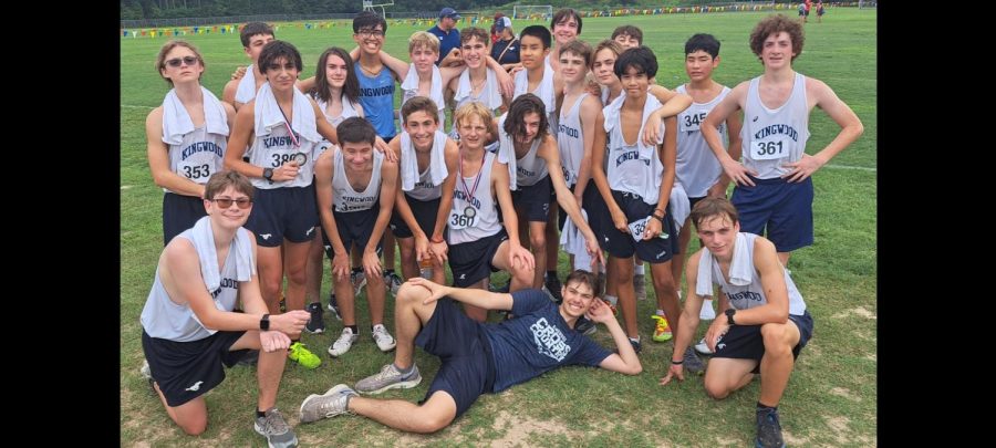 Sammy pictured in the back row in the blue uniform with his Freshman XC Team